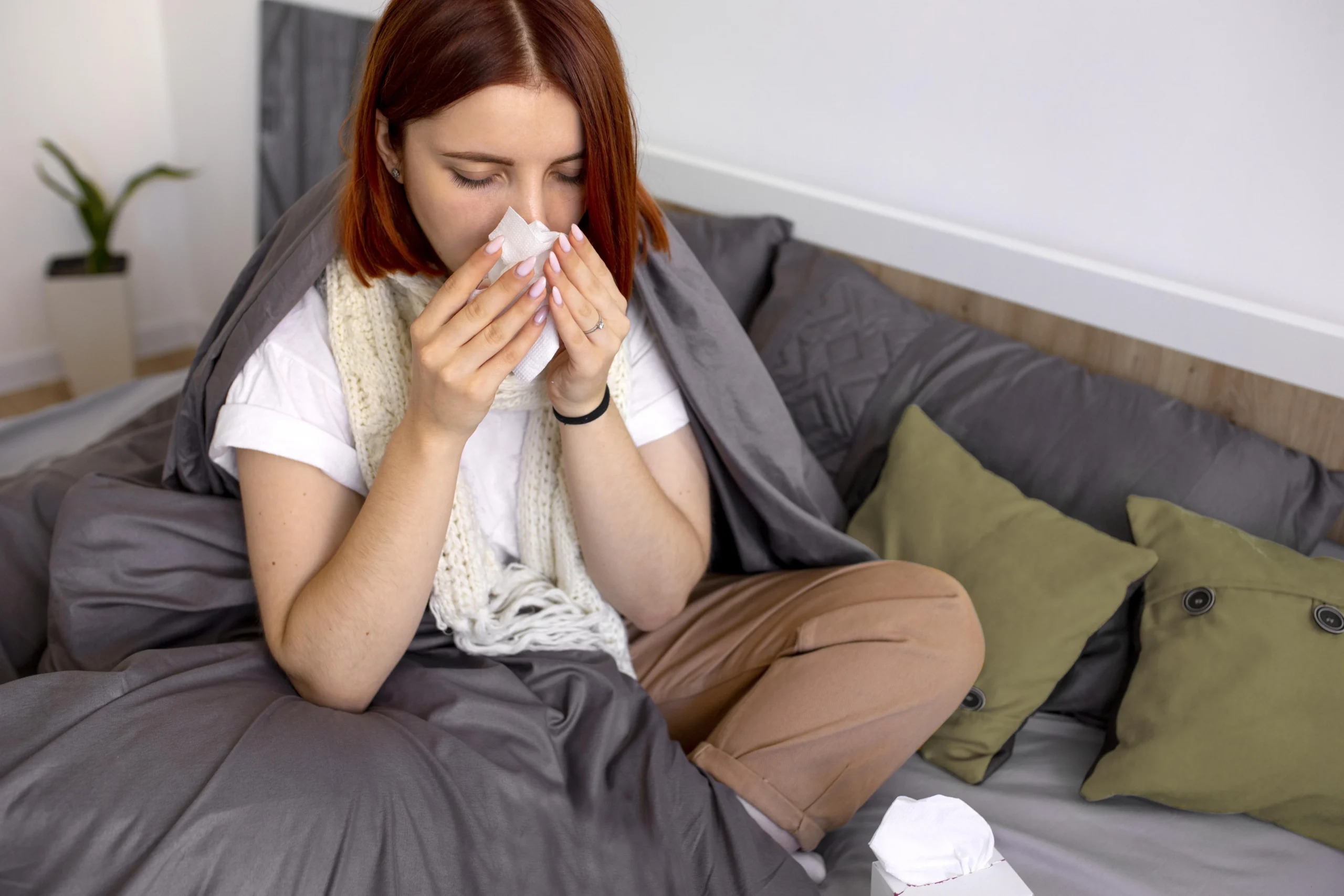 Woman with flu